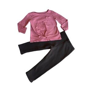 Carter's Pink Long Sleeve Tee Soft Cotton and black sweats 2T